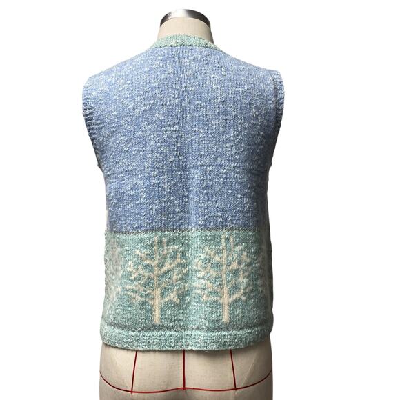 Vintage Marisa Christina Womens Size PS Pastel Knit Tree Print Knit Zip Up Vest - Picture 4 of 5